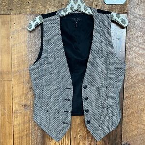 rag & bone Black and Cream Tweed Vest